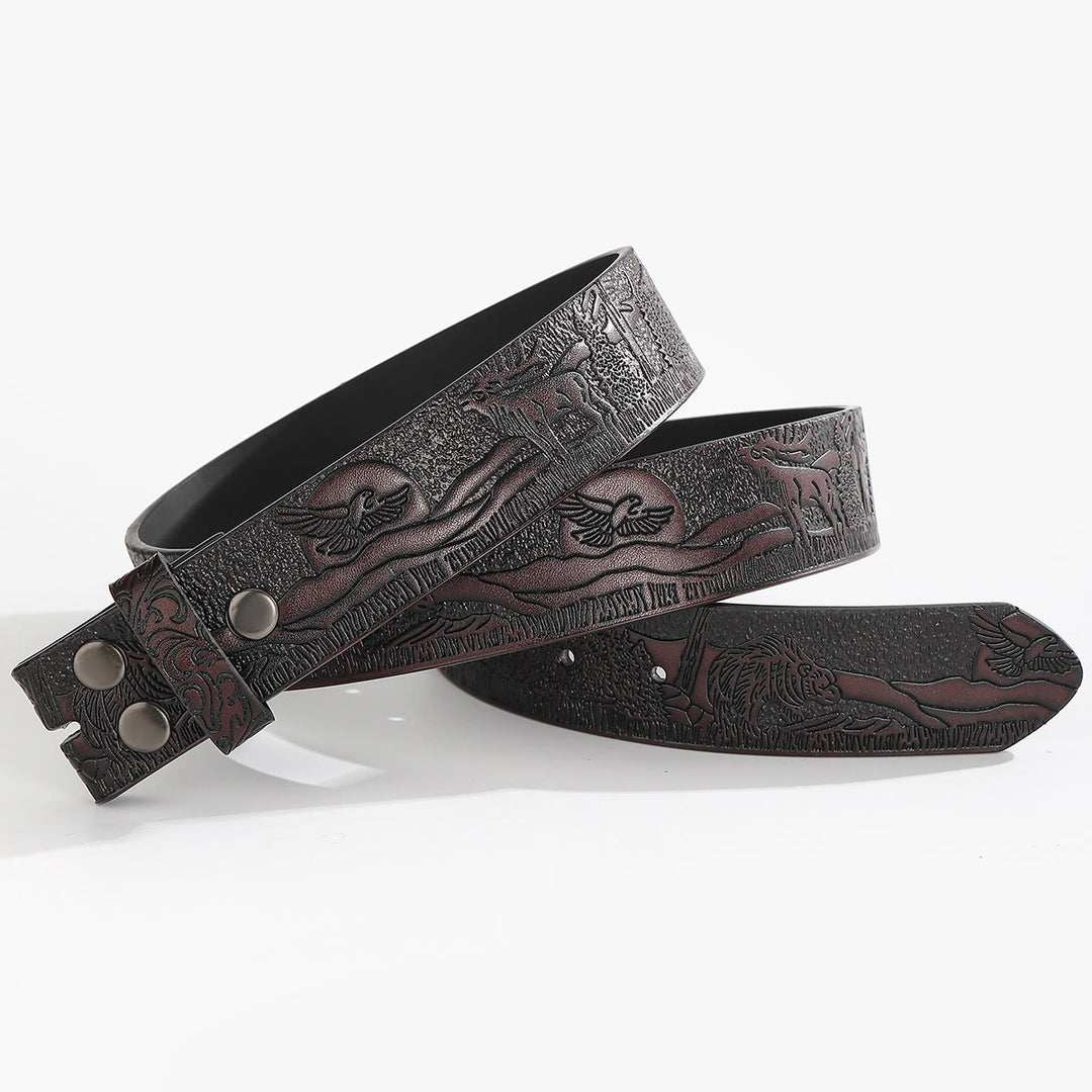 Ceinture en cuir à faire soi-même, motif faune western, sans boucle. - Pour boucle à ardillon - Café - 44 - image 7