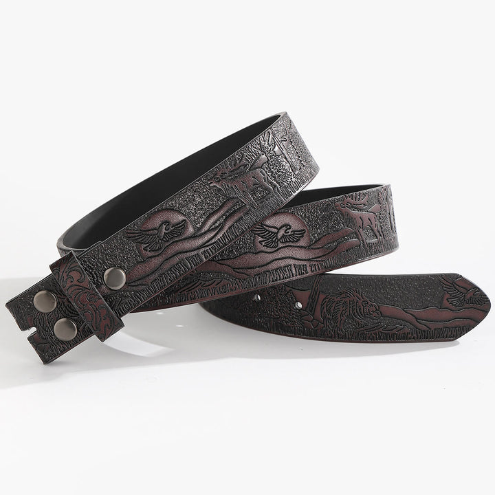 Ceinture en cuir à faire soi-même, motif faune western, sans boucle. - Pour boucle à ardillon - Café - 44 - image 7
