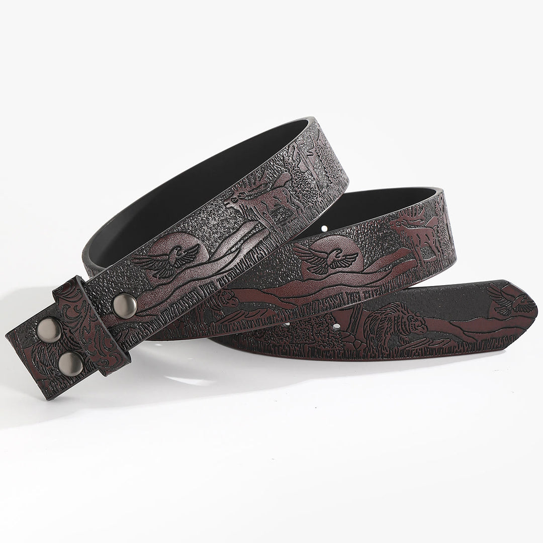 Ceinture en cuir à faire soi-même, motif faune western, sans boucle. - Pour boucle de plaque - Café - 44 - image 8