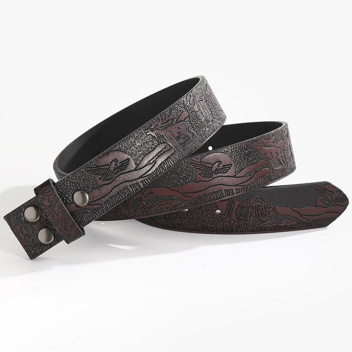 Ceinture en cuir à faire soi-même, motif faune western, sans boucle. - Pour boucle de plaque - Café - 44 - image 8