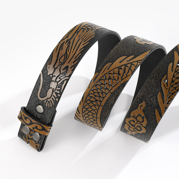 Ceinture en cuir à motif dragon gravé, à faire soi-même (sans boucle). - image 2