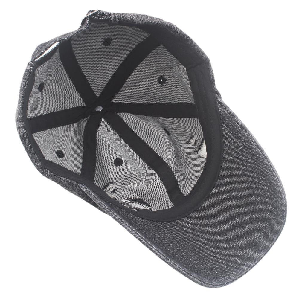 Casquette de baseball rétro en denim délavé avec détails déchirés - image 3