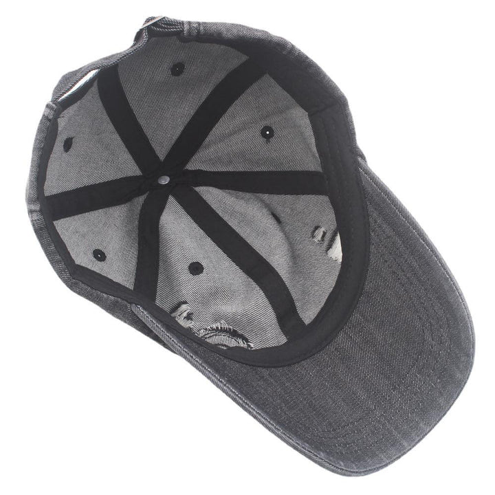 Casquette de baseball rétro en denim délavé avec détails déchirés - image 3