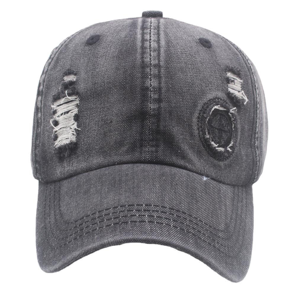 Casquette de baseball rétro en denim délavé avec détails déchirés - image 2