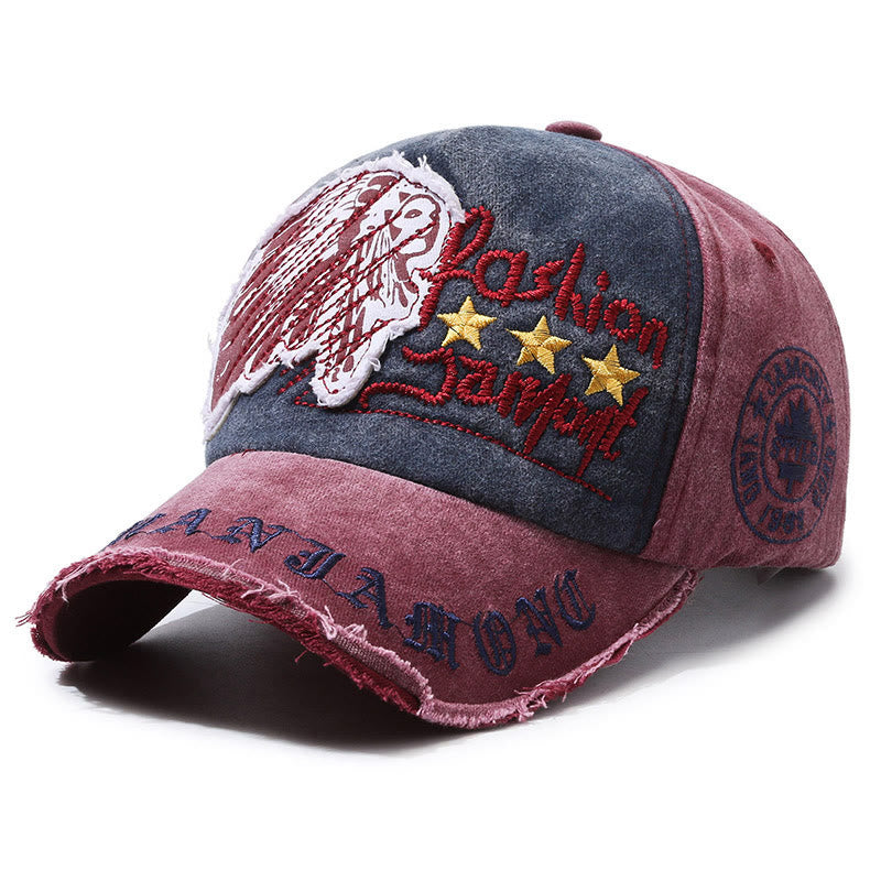 Casquette de baseball multicolore en denim délavé avec broderie étoile. - Bourgogne - Réglable (22''-23 5/8") - image 7
