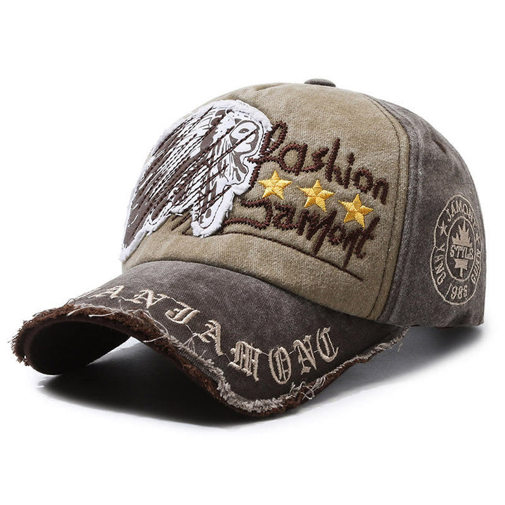 Casquette de baseball multicolore en denim délavé avec broderie étoile. - Brun café - Réglable (22''-23 5/8") - image 5