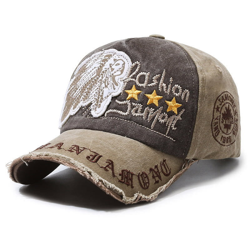 Casquette de baseball multicolore en denim délavé avec broderie étoile. - Kaki - Réglable (22''-23 5/8") - image 6