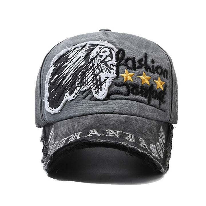 Casquette de baseball multicolore en denim délavé avec broderie étoile. - image 1