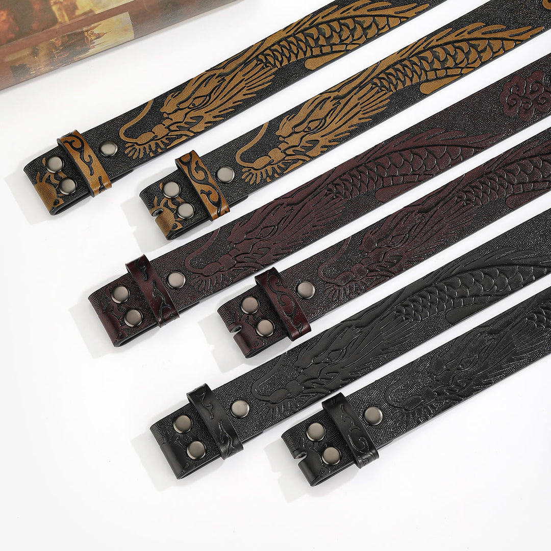 Ceinture en cuir à motif dragon gravé, à faire soi-même (sans boucle). - image 0