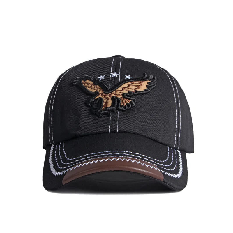 Casquette de baseball avec broderie aigle, coutures contrastées et garniture en cuir - image 1