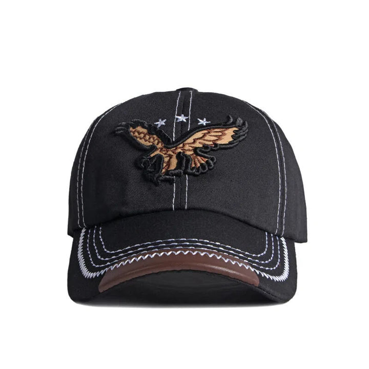 Casquette de baseball avec broderie aigle, coutures contrastées et garniture en cuir - image 1