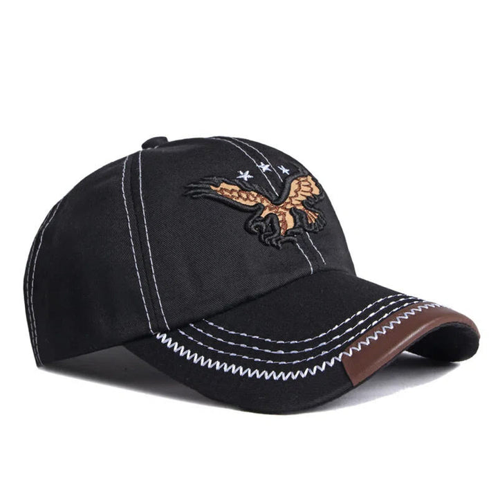 Casquette de baseball avec broderie aigle, coutures contrastées et garniture en cuir - image 2