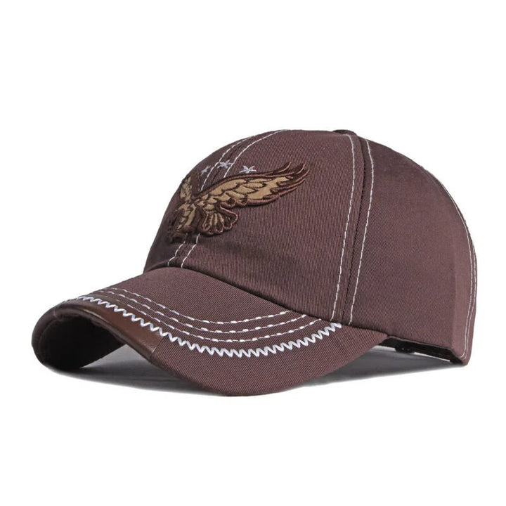 Casquette de baseball avec broderie aigle, coutures contrastées et garniture en cuir - Café - Réglable (21 5/8''-23 5/8'') - image 4