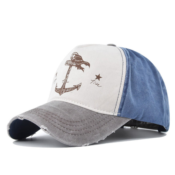 Casquette de baseball multicolore à imprimé ancre bicolore vieilli et à visière effilochée - Style n° 6 - Réglable (21 1/4''-23 5/8'') - image 8