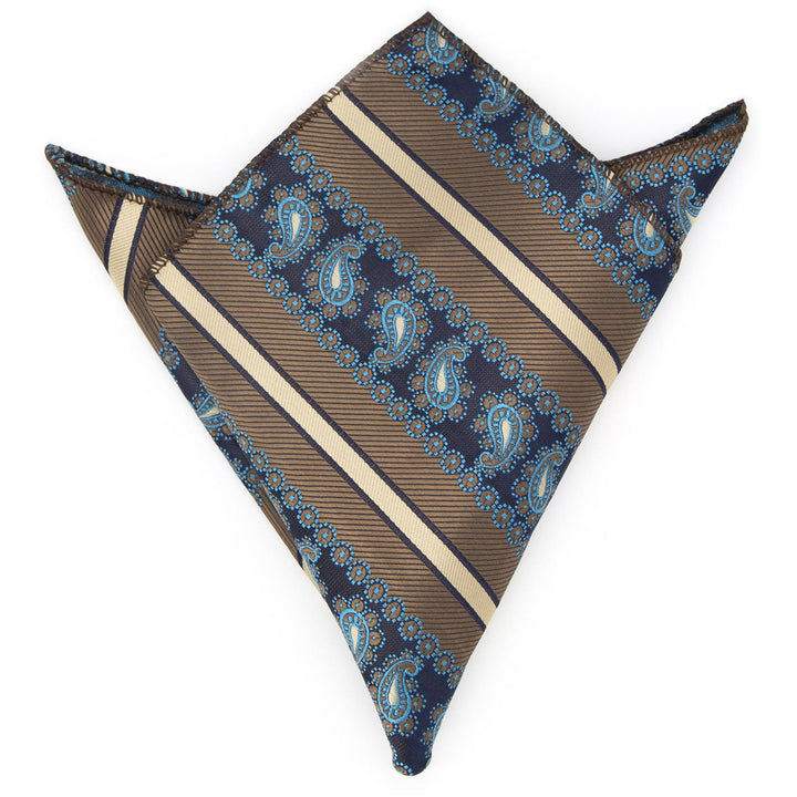 Ensemble de 3 cravates pour homme : rayures marron et motif cachemire marine - image 5