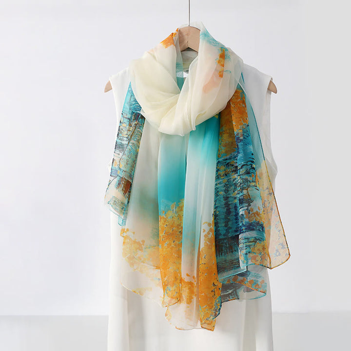 Écharpe légère et fluide à imprimé floral pour femme, idéale en toute saison - image 16