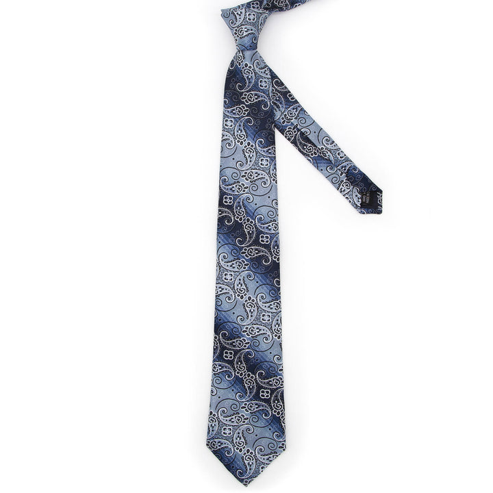 Ensemble de 3 cravates pour homme, motif cachemire dégradé bleu - image 2