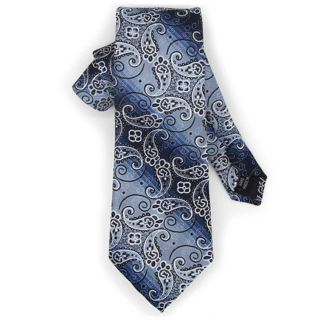 Ensemble de 3 cravates pour homme, motif cachemire dégradé bleu - image 3