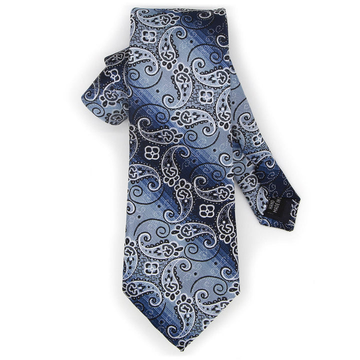 Ensemble de 3 cravates pour homme, motif cachemire dégradé bleu - image 3