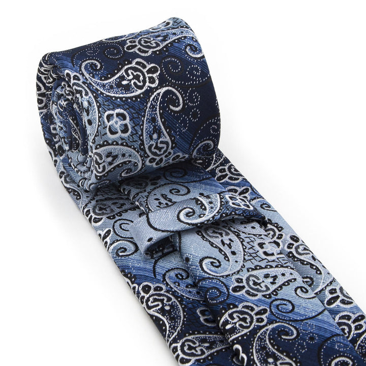Ensemble de 3 cravates pour homme, motif cachemire dégradé bleu - image 4