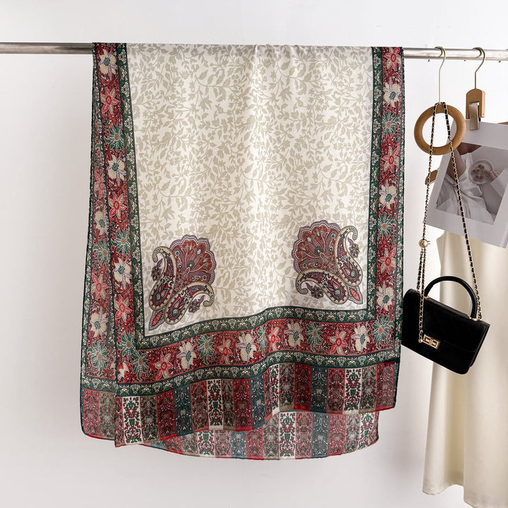 Écharpe légère et fluide à motifs rétro pour femme - image 1