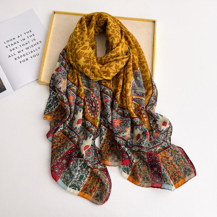 Écharpe légère et fluide à motifs rétro pour femme - Jaune - image 4