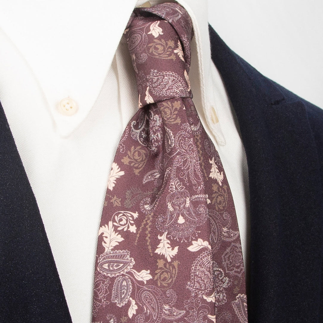 Cravate large pour homme, style rétro intemporel, à imprimé floral - Rouge violet pâle - image 18