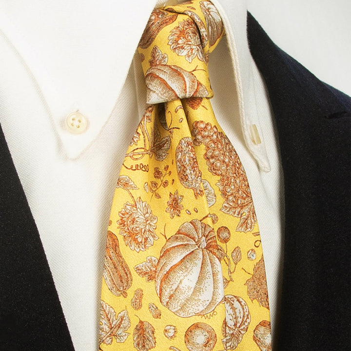 Cravate large pour homme, style rétro intemporel, à imprimé floral - Jaune - image 6