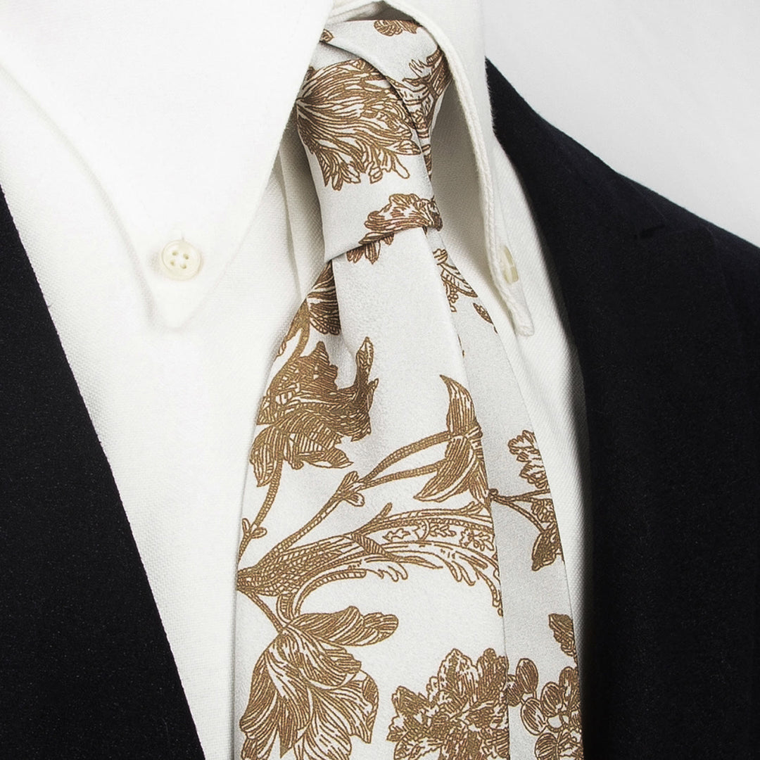 Cravate large pour homme, style rétro intemporel, à imprimé floral - Blanc - image 21