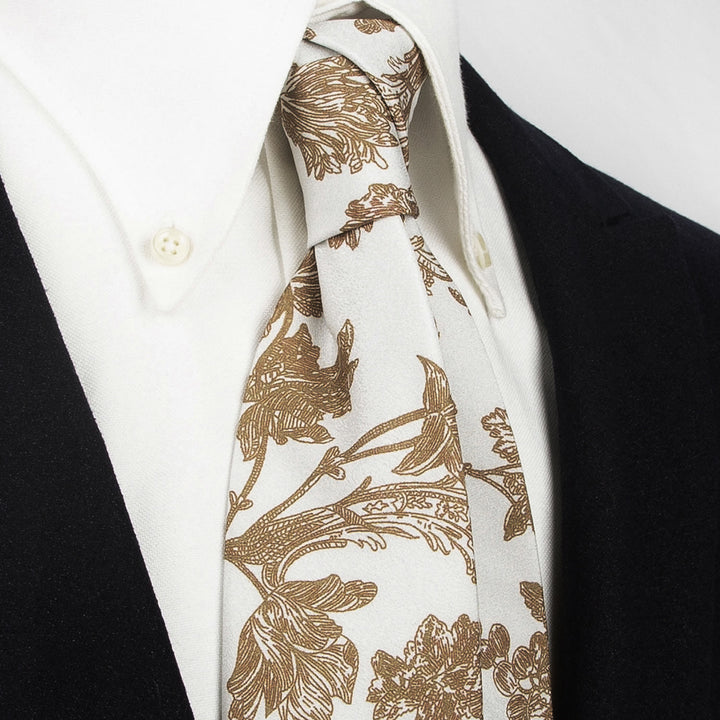 Cravate large pour homme, style rétro intemporel, à imprimé floral - Blanc - image 21