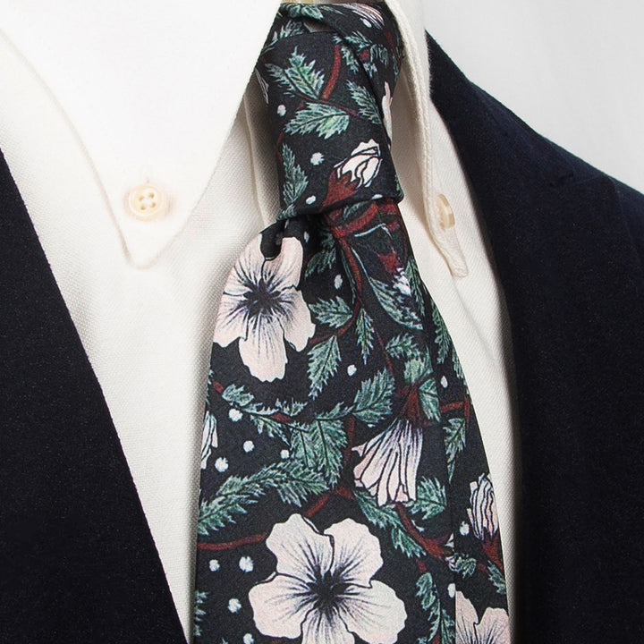 Cravate large pour homme, style rétro intemporel, à imprimé floral - Noir - image 9