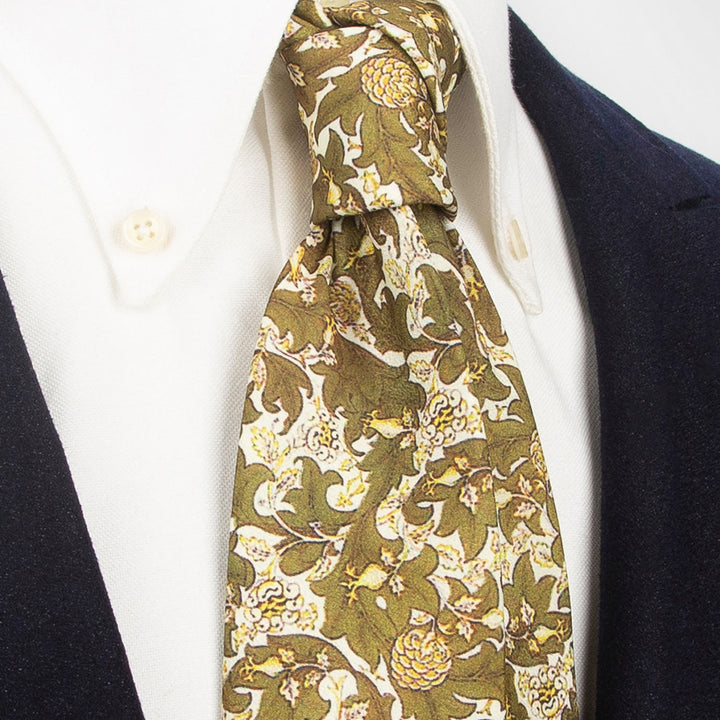 Cravate large pour homme, style rétro intemporel, à imprimé floral - Olive - image 15