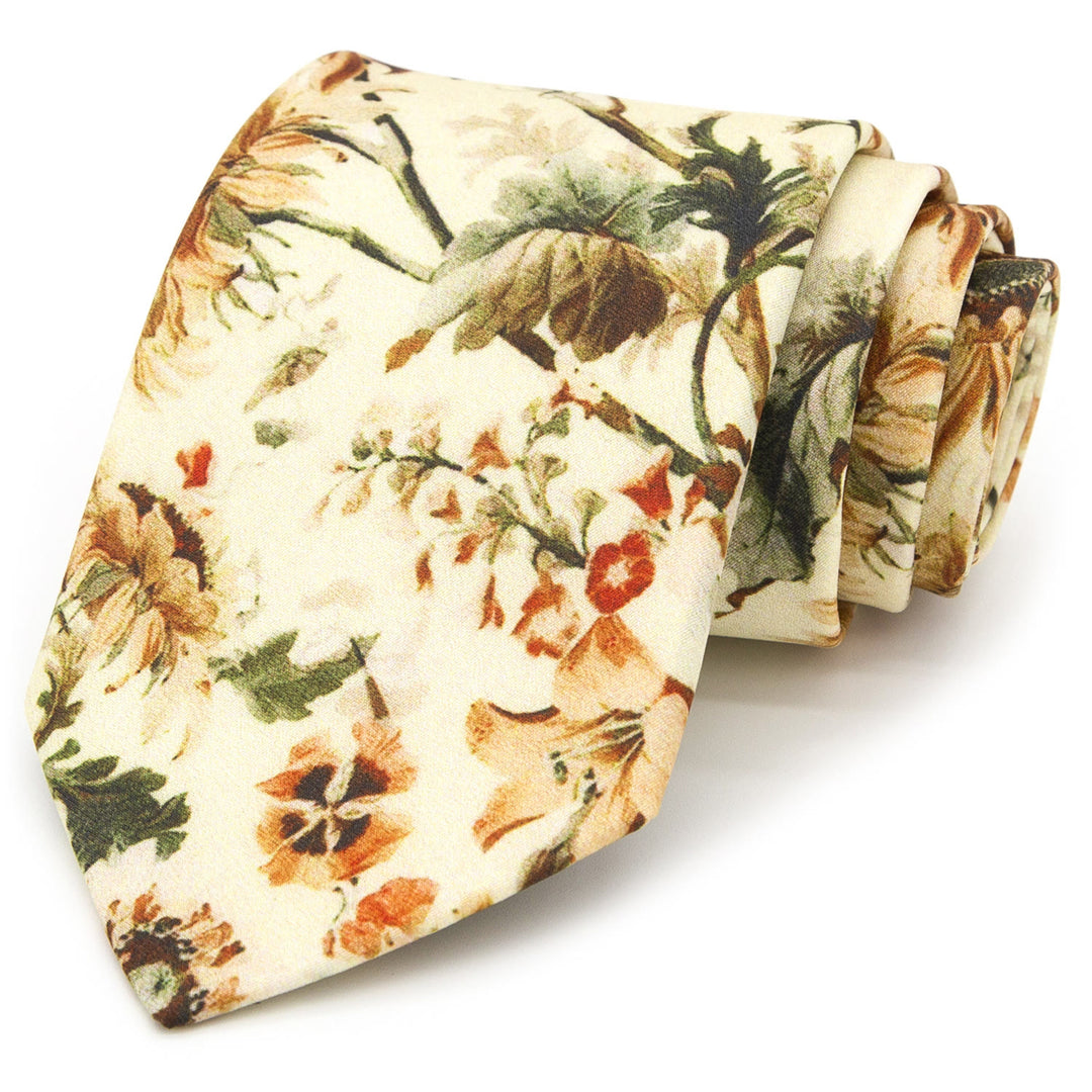 Cravate large pour homme, style rétro intemporel, à imprimé floral - image 1