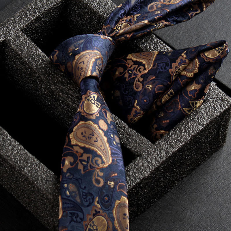 Ensemble de 2 pièces pour homme : cravate et pochette en tissu cachemire orné - Style n° 1 - image 3