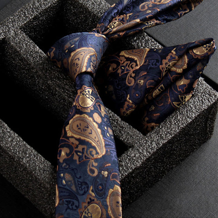Ensemble de 2 pièces pour homme : cravate et pochette en tissu cachemire orné - Style n° 1 - image 3