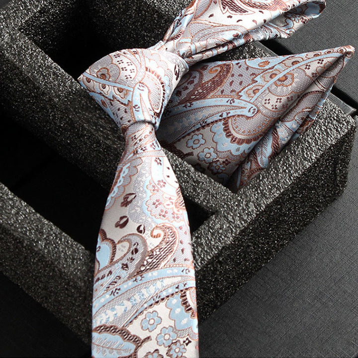 Ensemble de 2 pièces pour homme : cravate et pochette en tissu cachemire orné - Style n° 3 - image 5