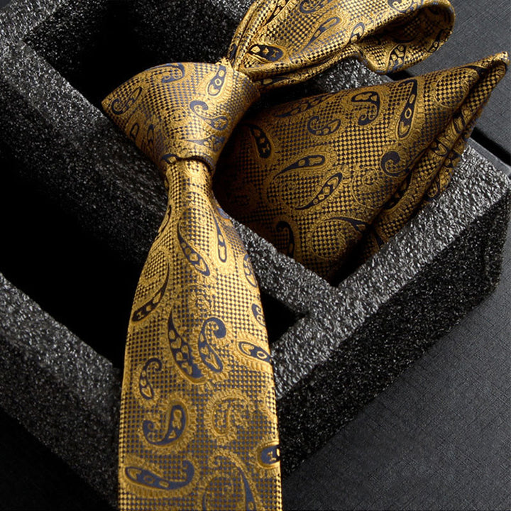 Ensemble de 2 pièces pour homme : cravate et pochette en tissu cachemire orné - Style n° 2 - image 4