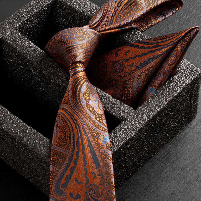 Ensemble de 2 pièces pour homme : cravate et pochette en tissu cachemire orné - Style n° 6 - image 8