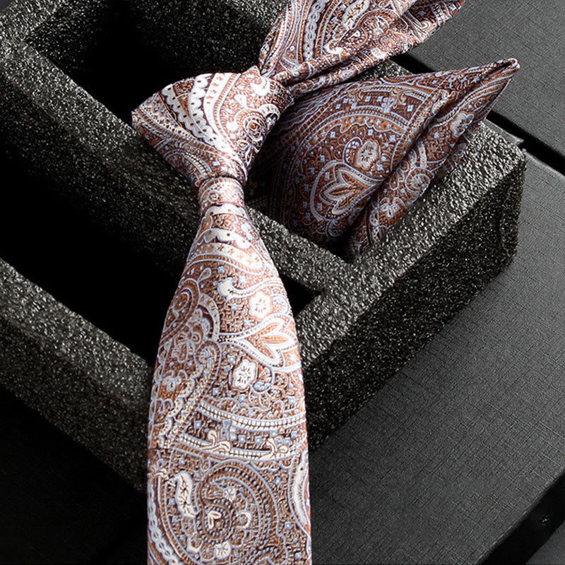 Ensemble de 2 pièces pour homme : cravate et pochette en tissu cachemire orné - Style n° 5 - image 7
