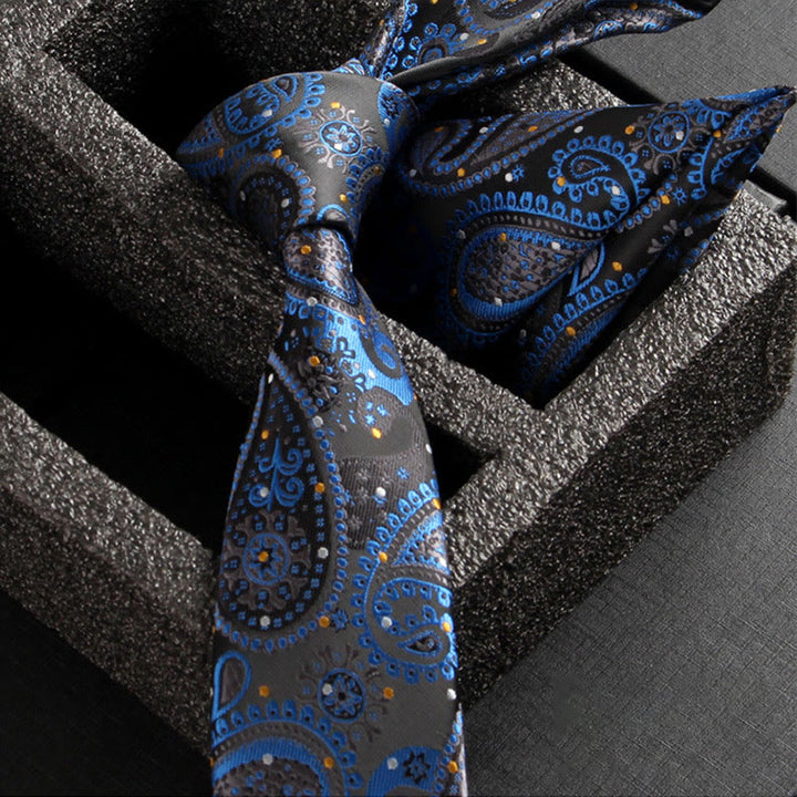Ensemble de 2 pièces pour homme : cravate et pochette en tissu cachemire orné - Style n° 7 - image 9
