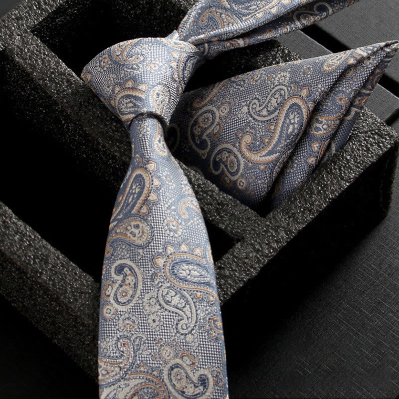 Ensemble de 2 pièces pour homme : cravate et pochette en tissu cachemire orné - Style n° 13 - image 15