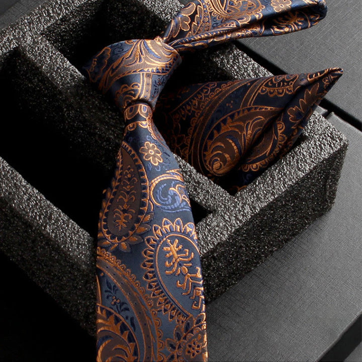 Ensemble de 2 pièces pour homme : cravate et pochette en tissu cachemire orné - Style n° 14 - image 16