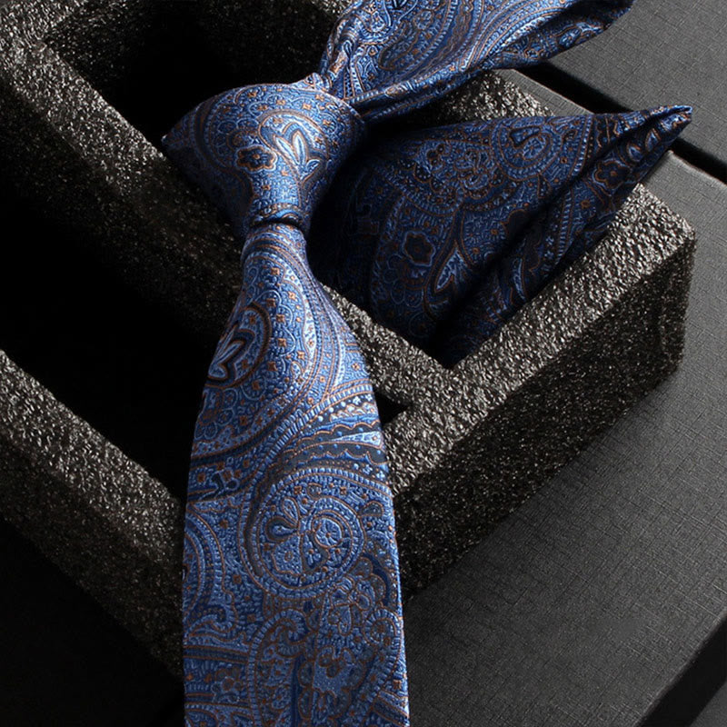 Ensemble de 2 pièces pour homme : cravate et pochette en tissu cachemire orné - Style n° 16 - image 18