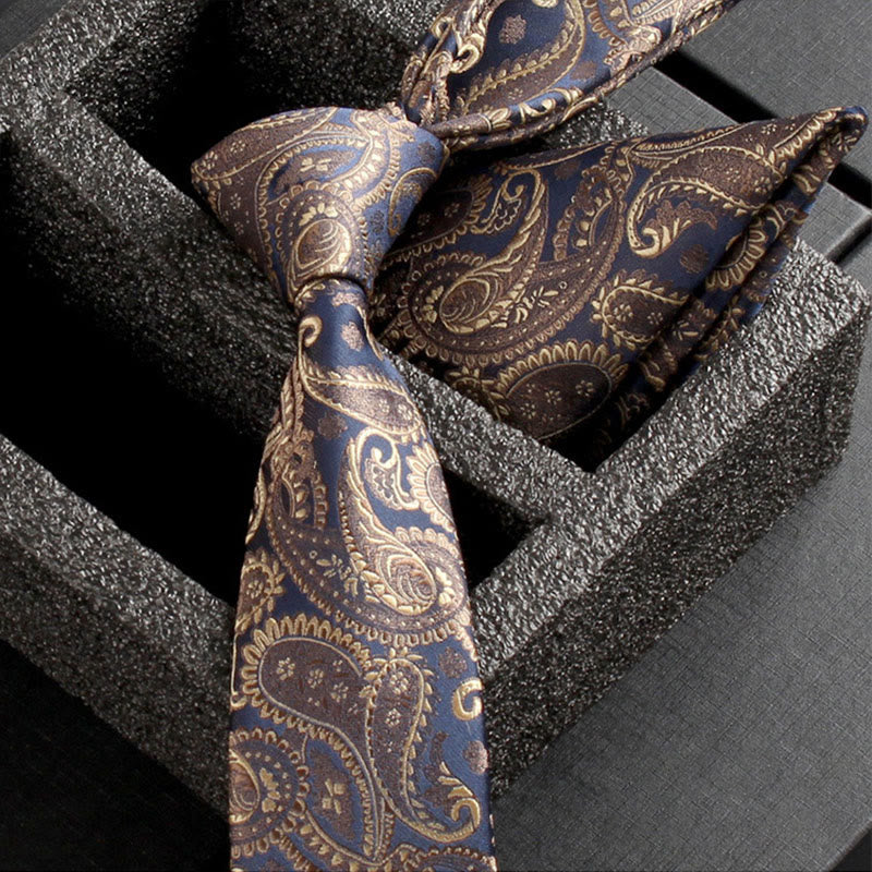 Ensemble de 2 pièces pour homme : cravate et pochette en tissu cachemire orné - Style n° 19 - image 21