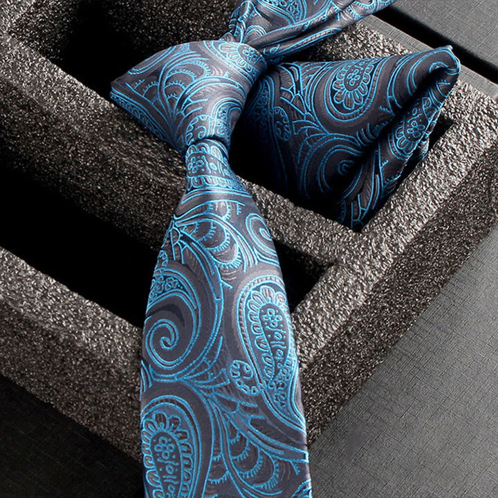 Ensemble de 2 pièces pour homme : cravate et pochette en tissu cachemire orné - Style n° 21 - image 23