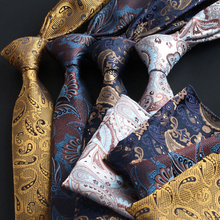 Ensemble de 2 pièces pour homme : cravate et pochette en tissu cachemire orné - image 0