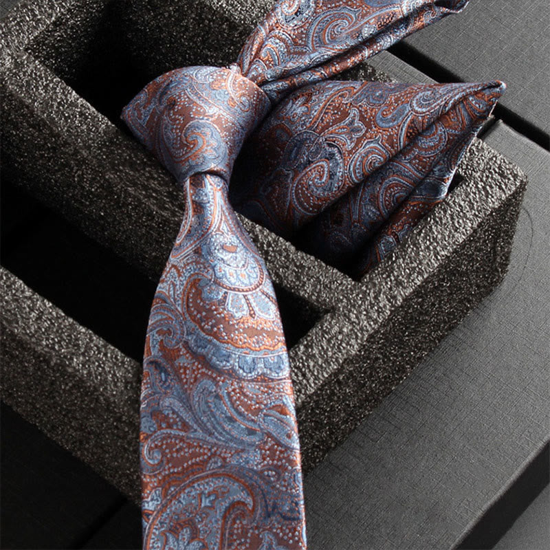 Ensemble de 2 pièces pour homme : cravate et pochette en tissu cachemire orné - Style n° 27 - image 29