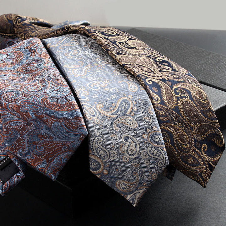 Ensemble de 2 pièces pour homme : cravate et pochette en tissu cachemire orné - image 2