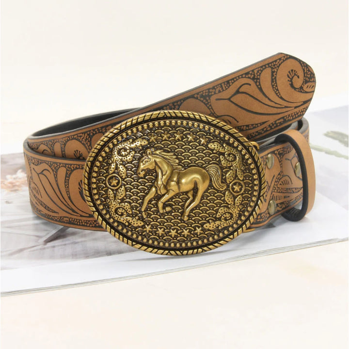 Ceinture en cuir gaufré style western pour homme - Style n° 3 - 38 - image 5