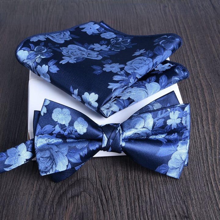 Ensemble de 2 pièces pour homme : nœud papillon et pochette en tissu brillant à motif floral - Style n° 6 - image 5